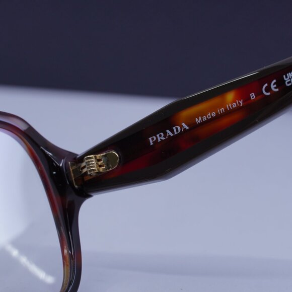 Prada PRB07VD 22A1O1 Square Eyeglasses - Poppy Tortoise/Bordeaux 56mm - Picture 7 of 9